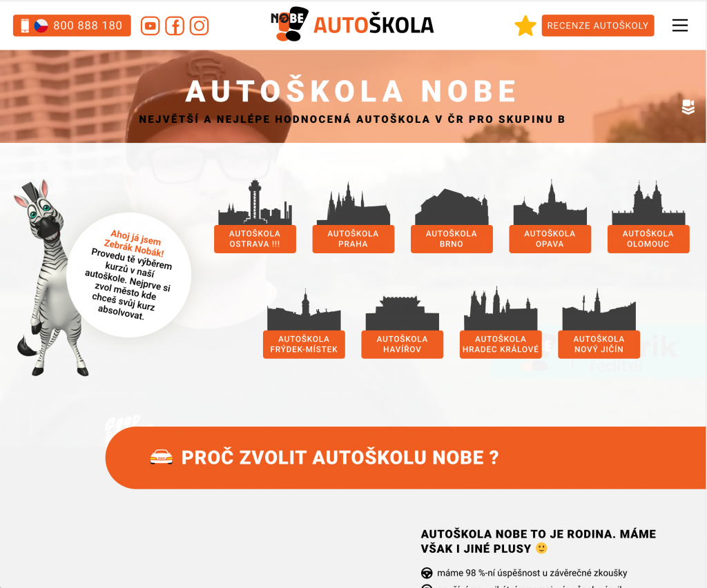 nový web autoškoly NOBE